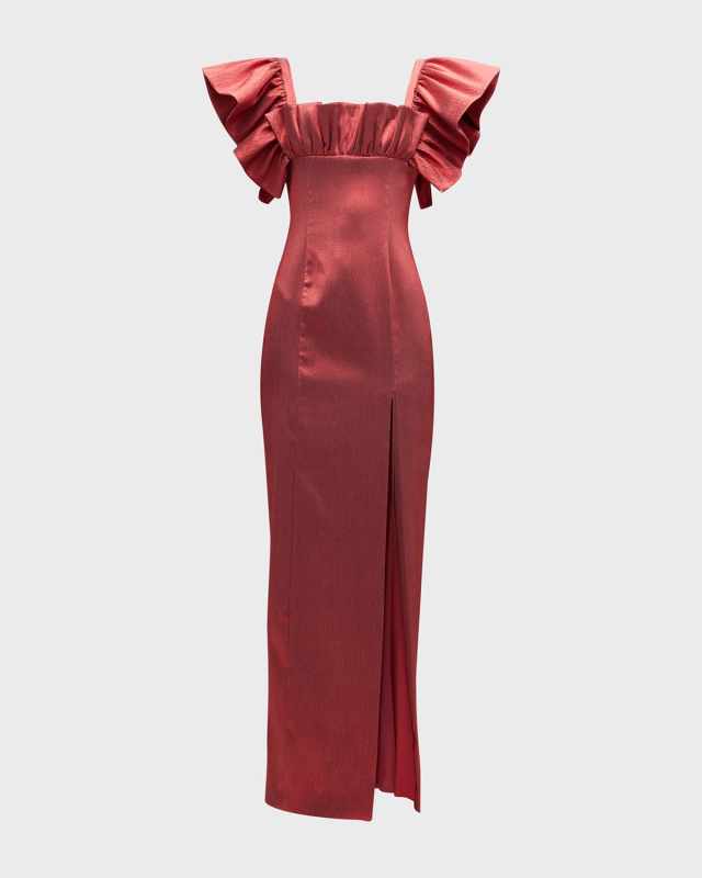 Prince Metallic Ruffle-Sleeve Gown